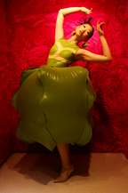 Green Balloon Dress- Inflatable Latex Sculptural Dress with Inflator