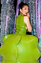 Green Balloon Dress- Inflatable Latex Sculptural Dress with Inflator